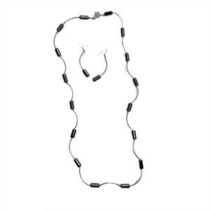 Silver Tone & Hematite Curly Necklace and Earrings